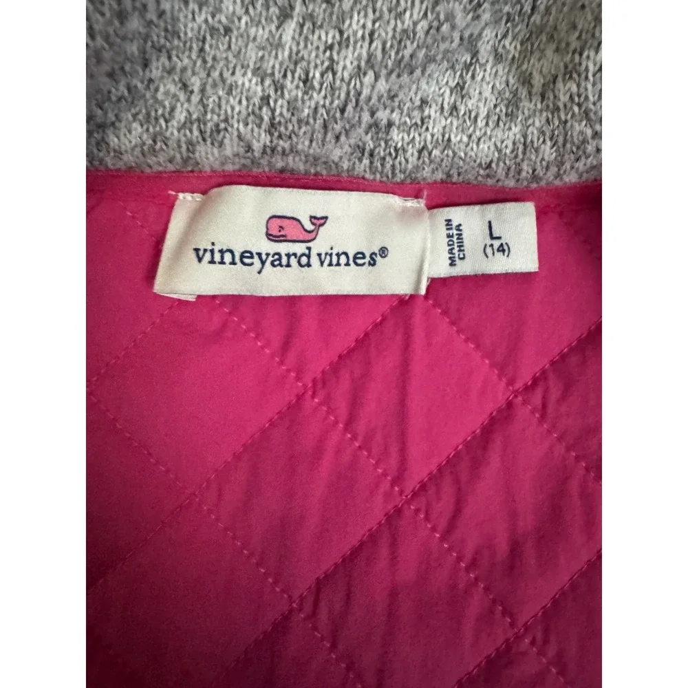 Vineyard Vines Girls' Fleece Sweater Jacket Pink Quilted Gray Full Zip Size‎ L